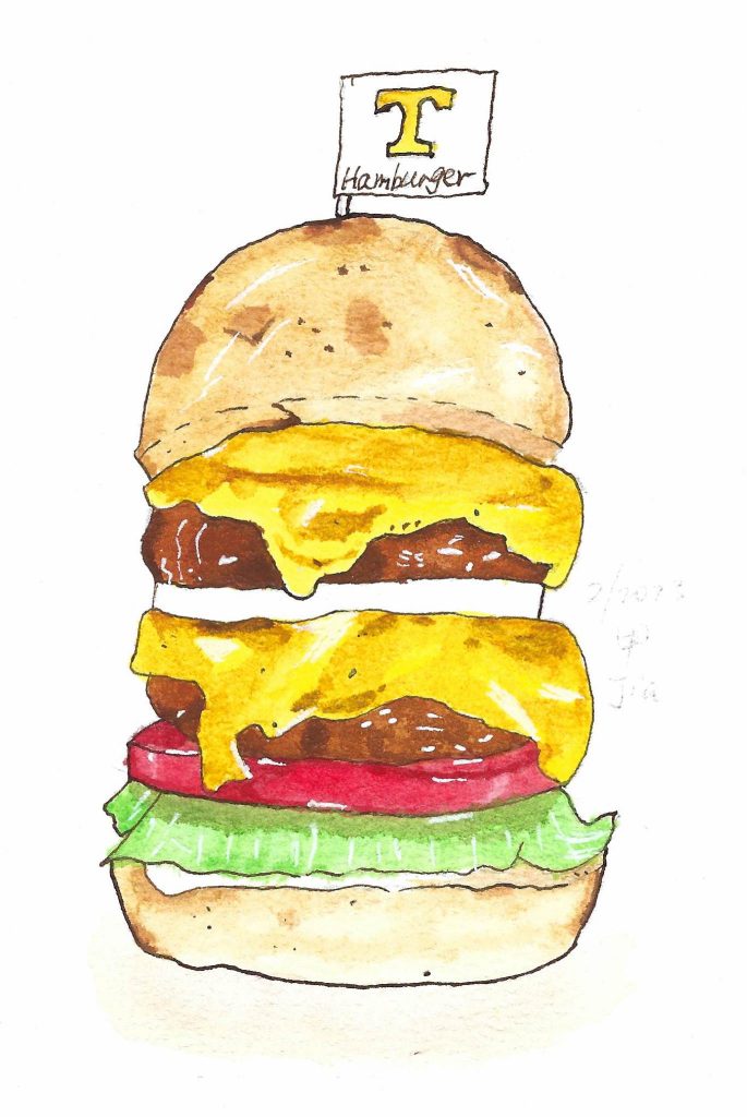 Drawing of a T Hamburger