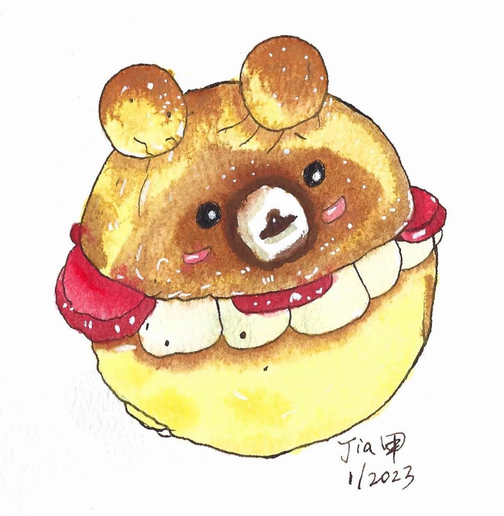 Drawing of a bear cake